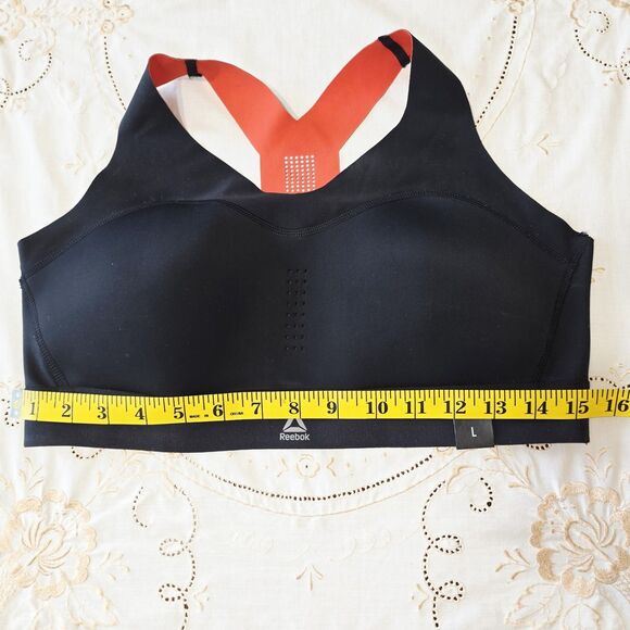 New REEBOK Pure Move Black Sports Bra Motion Sense Sz Lg $60 - Picture 8 of 11